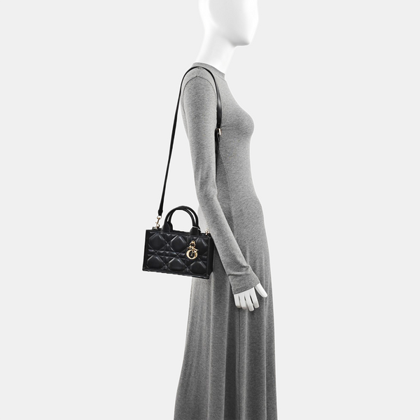 Lady D-Joy Mini Cannage Calfskin Black