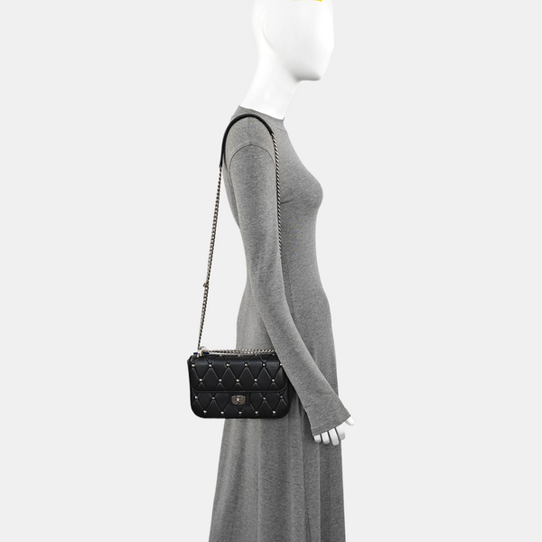 Quilted Lambskin Shoulder Bag Black