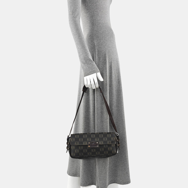 Monogram Coated Canvas Shoulder Bag Black
