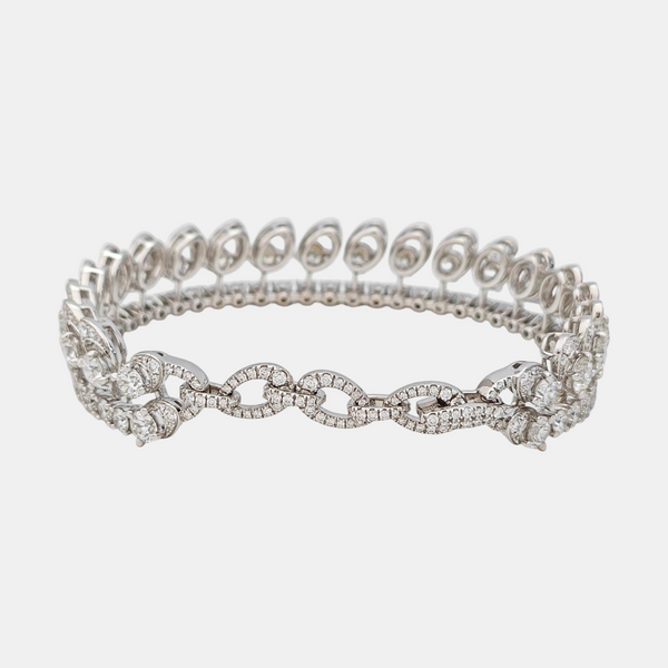 18k White Gold Silver Bangle