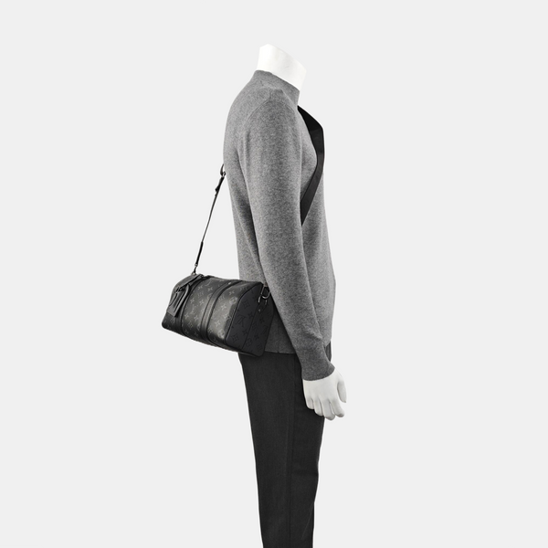 KEEPALL Monogram Coated Canvas Black