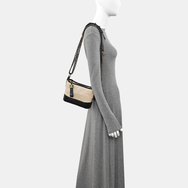 GABRIELLE Small Quilted Calfskin Beige