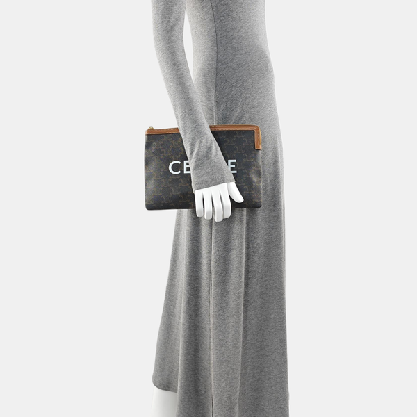 TRIOMPHE Small Coated Canvas Brown