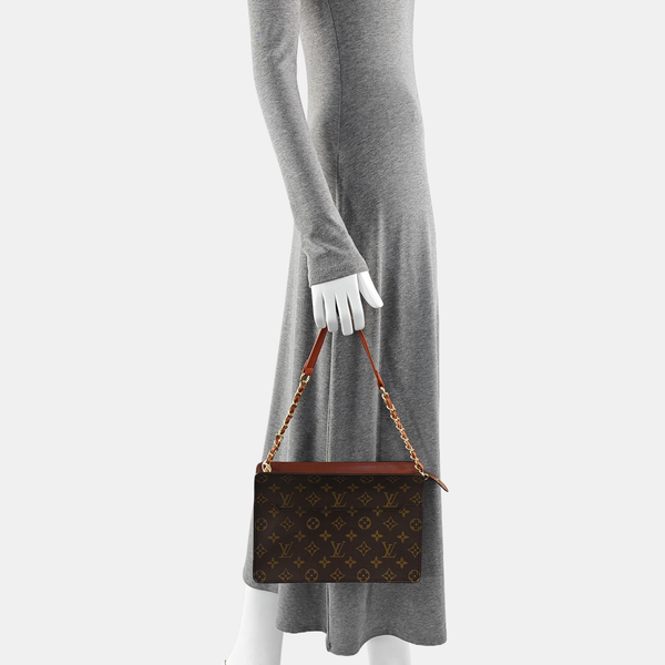 Monogram Coated Canvas Clutch Brown