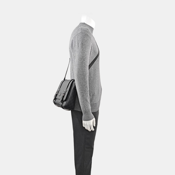 Monogram Coated Canvas Shoulder Bag Black