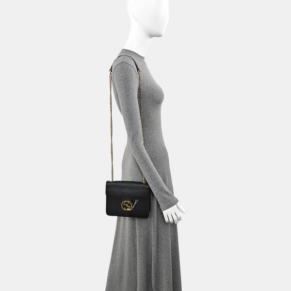 Interlocking G Small Calfskin Black