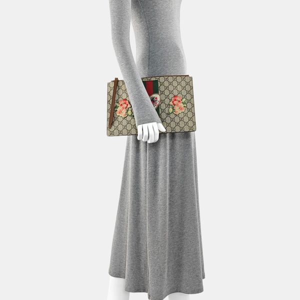 Monogram Coated Canvas Clutch Beige