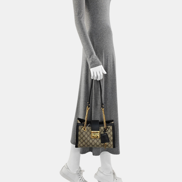 Padlock Small Monogram Coated Canvas Beige