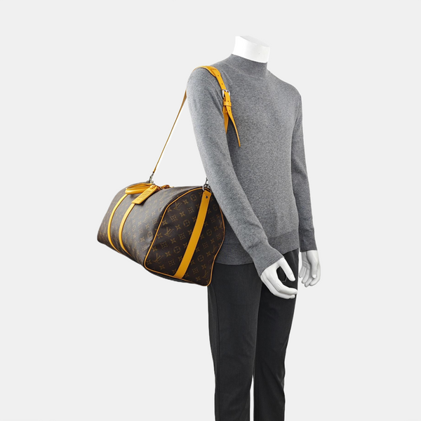 KEEPALL 50 Monogram Coated Canvas Brown