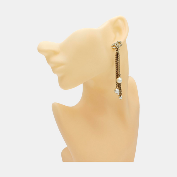 CC Logo Metal Gold Stud Earrings