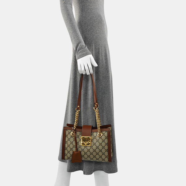 Padlock Small Monogram Coated Canvas Beige