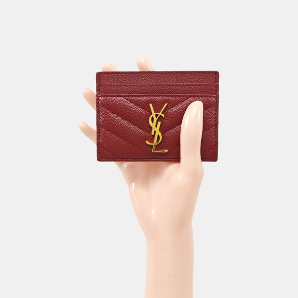 MONOGRAM Chevron Lambskin Red Card Holder