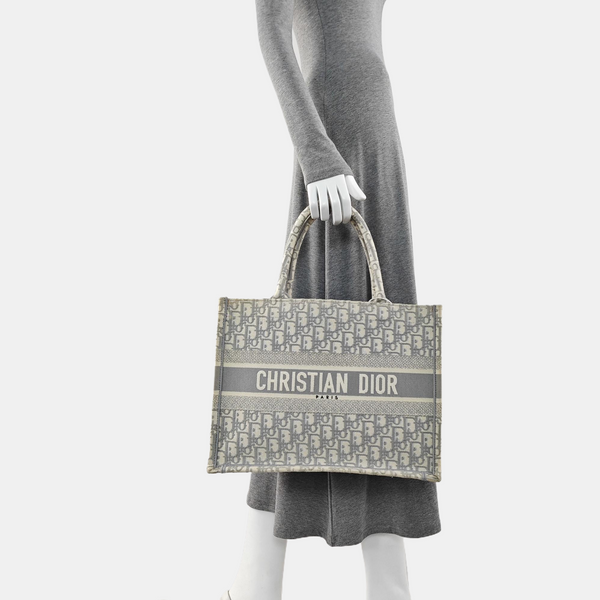 Book Tote Medium Oblique Canvas White