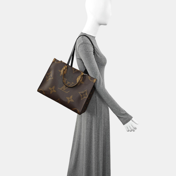 Authenticated pre-owned ONTHEGO MM Monogram Coated Canvas Brown - Tote Bag at Looply