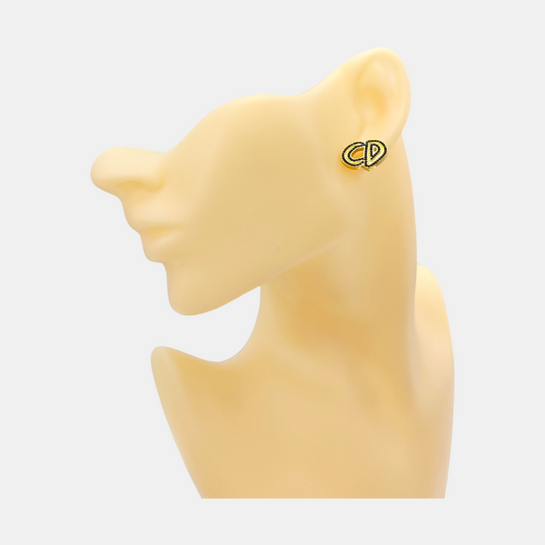 Petit CD Metal Gold Stud Earrings