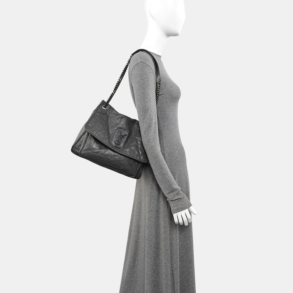 NIKI Large Quilted Calfskin Gray