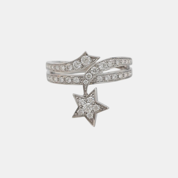 COMÈTE 18k White Gold Silver Ring EU 57