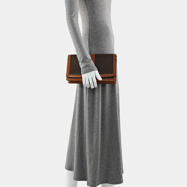 Coated Canvas Shoulder Bag Brown