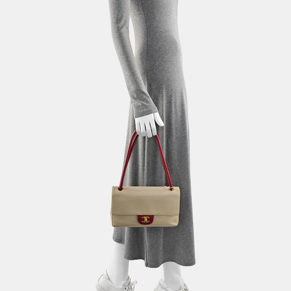 Calfskin Shoulder Bag Medium Beige