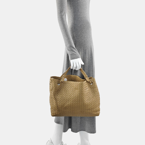 Lambskin Top Handle Bag Beige