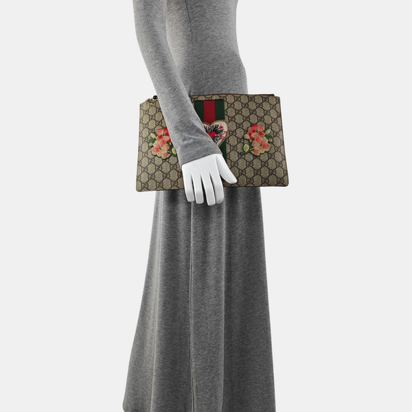Monogram Coated Canvas Clutch Beige