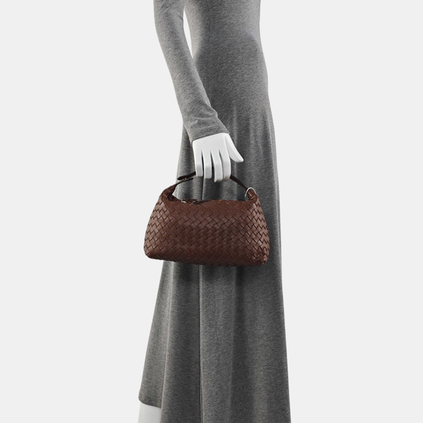 Lambskin Top Handle Bag Brown