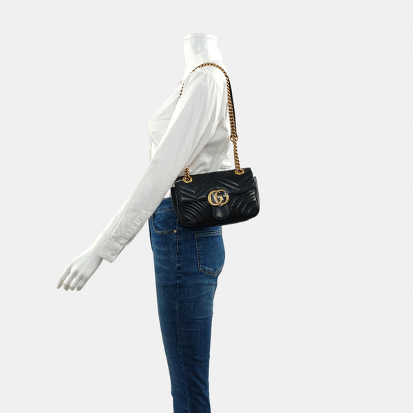 GG Marmont Small Quilted Calfskin Black