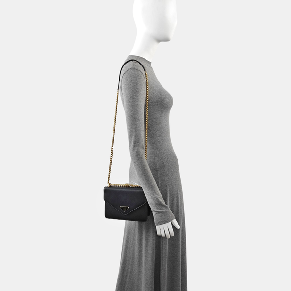 Saffiano Calfskin Shoulder Bag Black