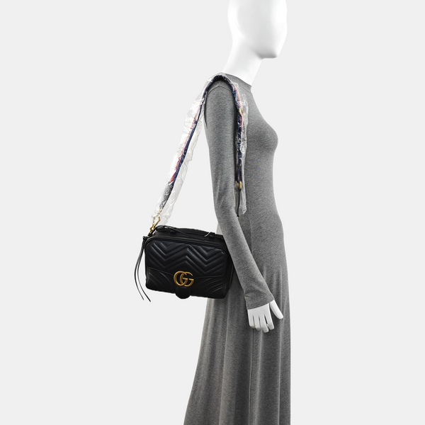 Authenticated pre-owned GG Marmont Quilted Calfskin Black - Shoulder Bag at Looply
