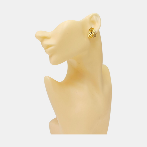 Twist Round Metal Gold Clip On Earrings