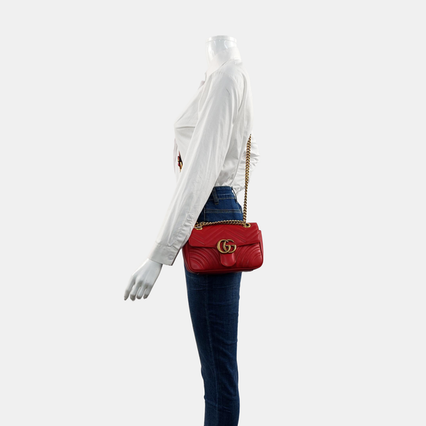 GG Marmont Small Quilted Calfskin Red