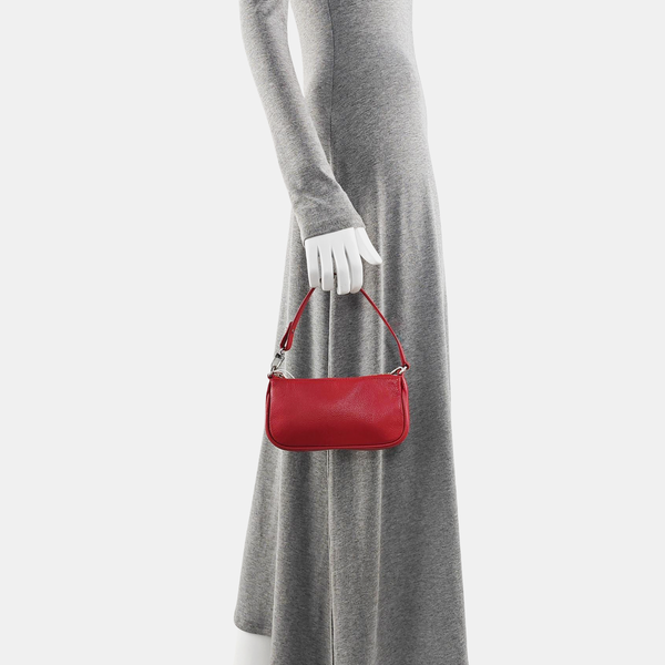 Leather Top Handle Bag Red