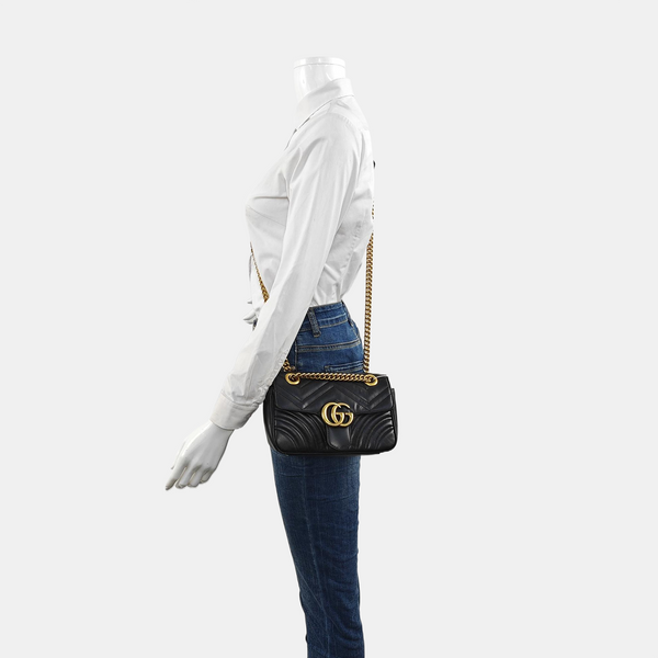 GG Marmont Small Quilted Calfskin Black