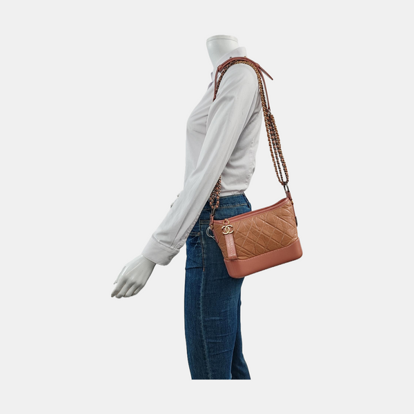 Authenticated pre-owned GABRIELLE Small Quilted Calfskin Beige - Crossbody Bag at Looply