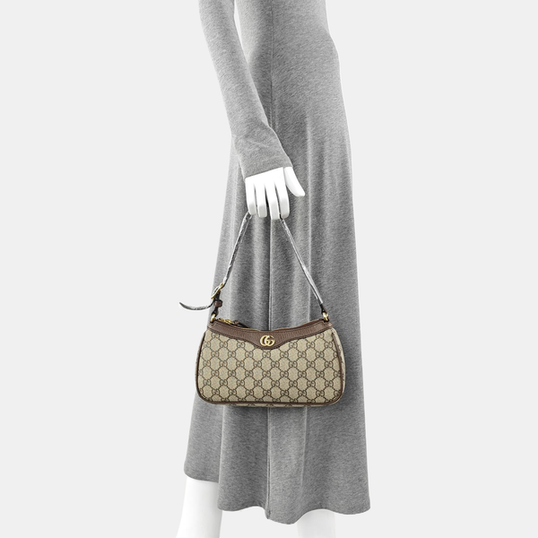 Ophidia Small Monogram Coated Canvas Brown