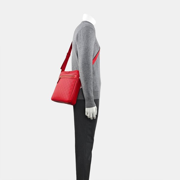 Monogram Calfskin Shoulder Bag Red