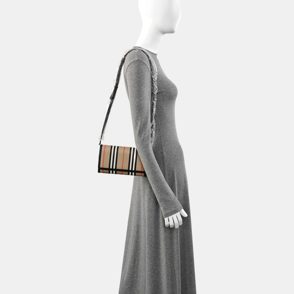 Coated Canvas Shoulder Bag Brown