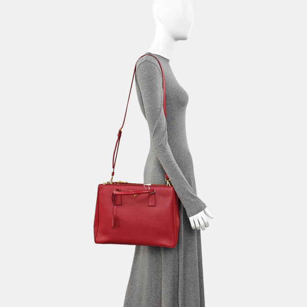 Galleria Large Saffiano Calfskin Red
