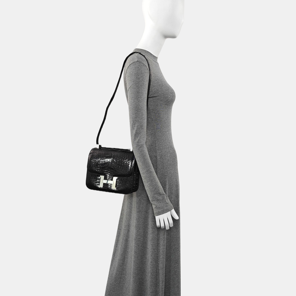 Constance 23 Shiny Porosus Crocodile Black