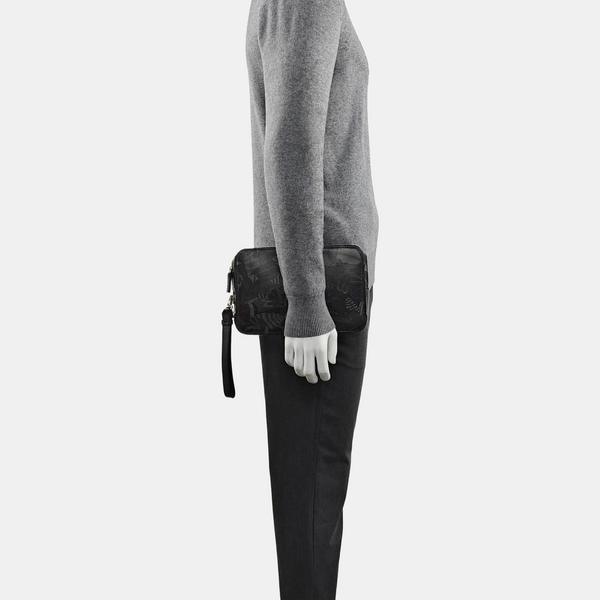 Coated Canvas Clutch Black