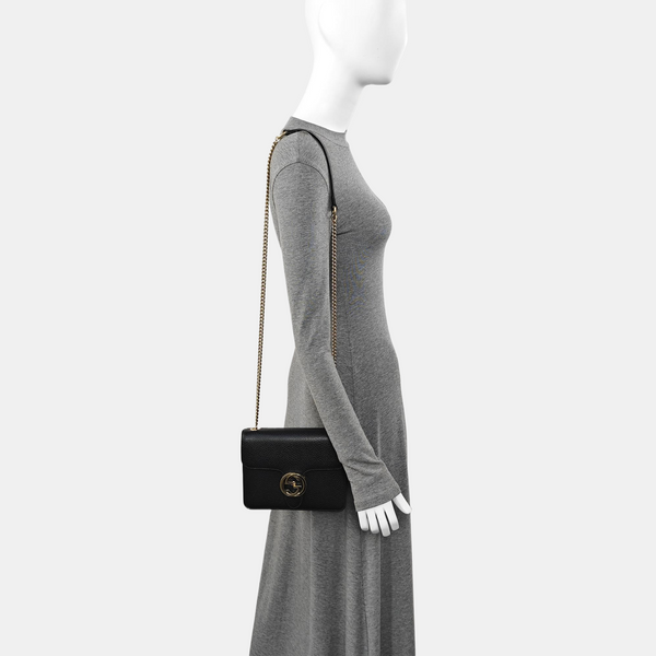 Authenticated pre-owned Interlocking G Small Calfskin Black - Shoulder Bag at Looply