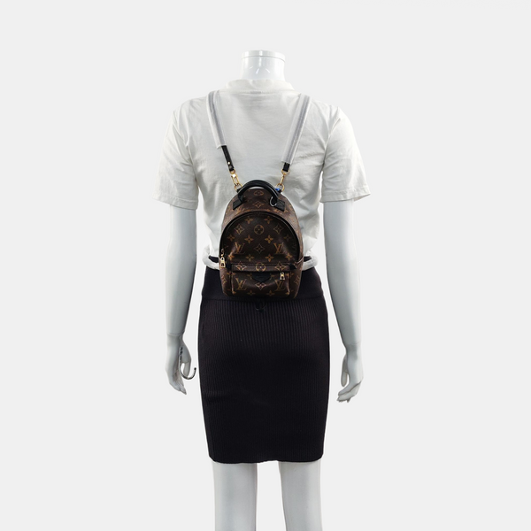 Authenticated pre-owned PALM SPRINGS Mini Monogram Coated Canvas Brown - Backpack at Looply