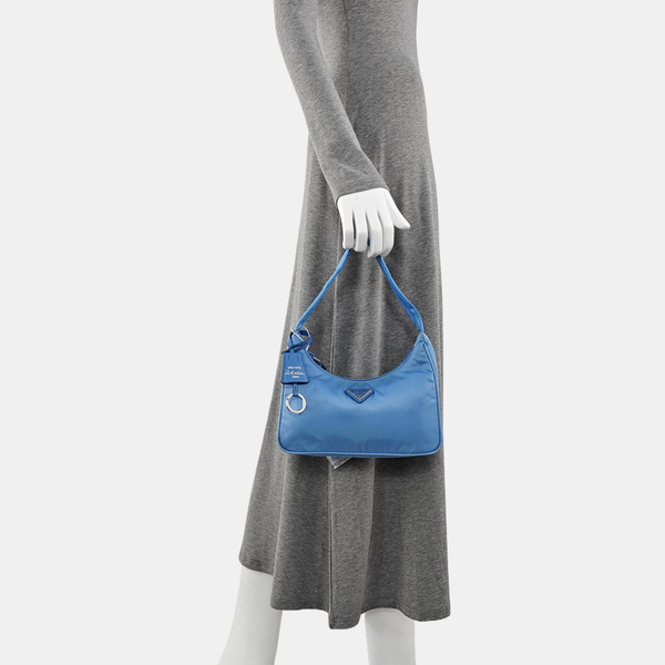 Authenticated pre-owned Re-Edition2000 Mini Nylon Blue - Top Handle Bag at Looply