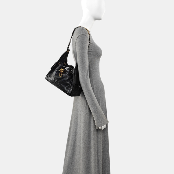 CHANEL 25 Small Quilted Calfskin Black
