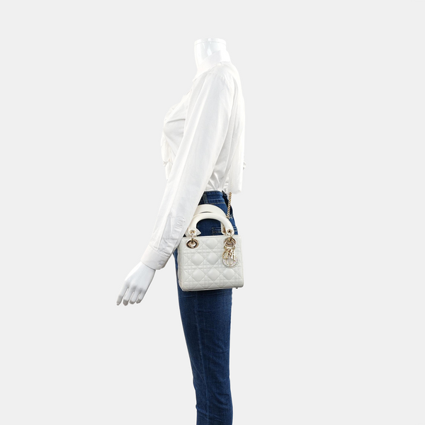 Lady Dior Mini Cannage Lambskin White