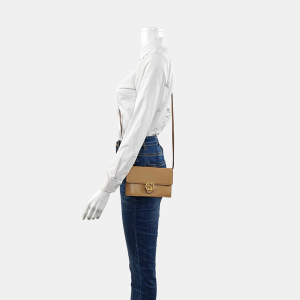 Authenticated pre-owned Interlocking G Calfskin Beige - Crossbody Bag at Looply