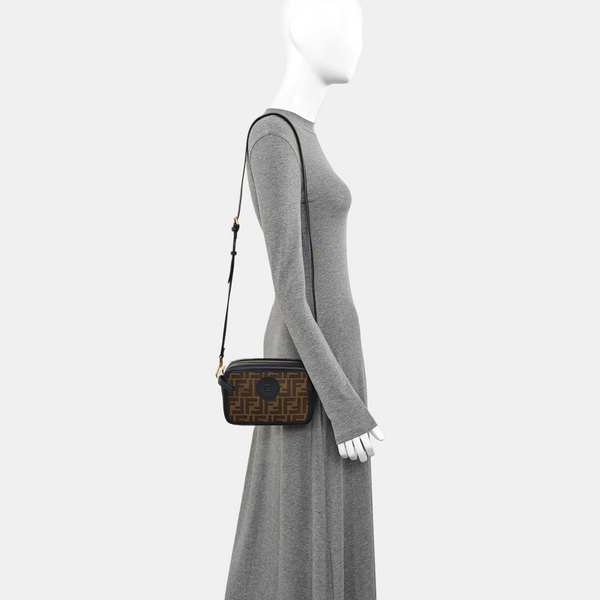 Coated Canvas Shoulder Bag Mini Brown