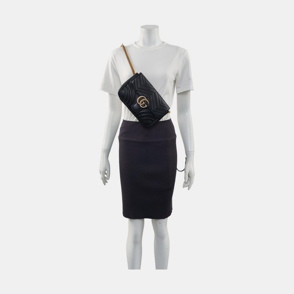 GG Marmont Small Quilted Calfskin Black