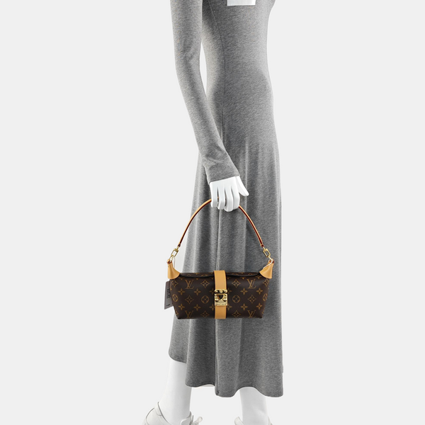 Pochette Mia Monogram Coated Canvas Brown