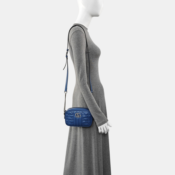 GG Marmont Mini Quilted Calfskin Blue